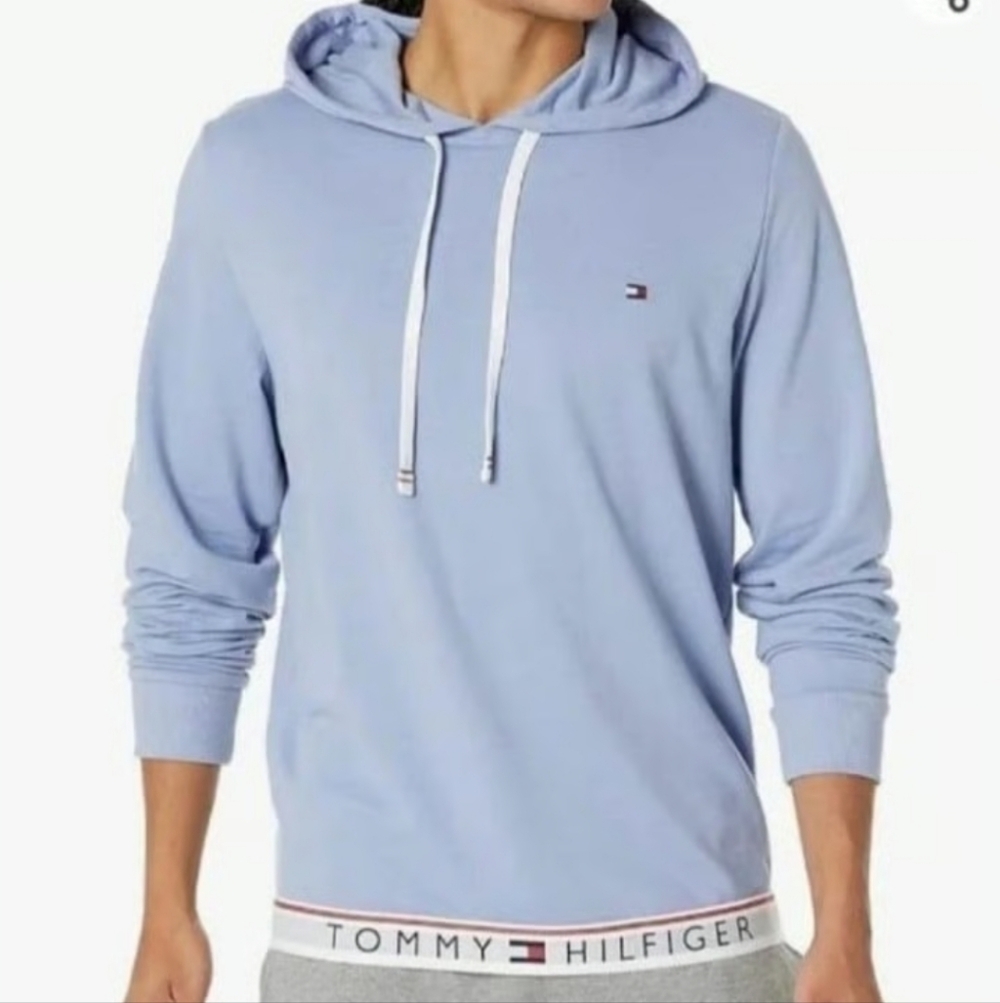 TOMMY HILFIGER MEN'S LOUNGE HOODIE HORIZON BLUE LG. BNWT 1 LEFT!